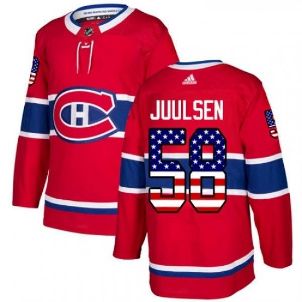 Youth Adidas Montreal Canadiens 58 Noah Juulsen Authentic Red USA Flag Fashion NHL Jersey