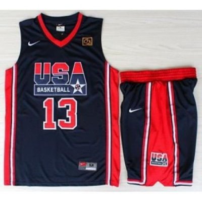 USA Basketball 1992 Olympic Dream Team Blue Jerseys & Shorts Suits 13# Chris Mullin