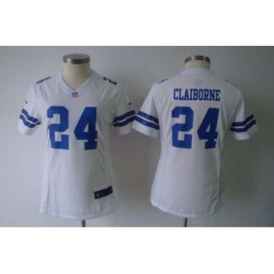 Women Nike Dallas Cowboys 24# Claiborne Authentic White Jersey