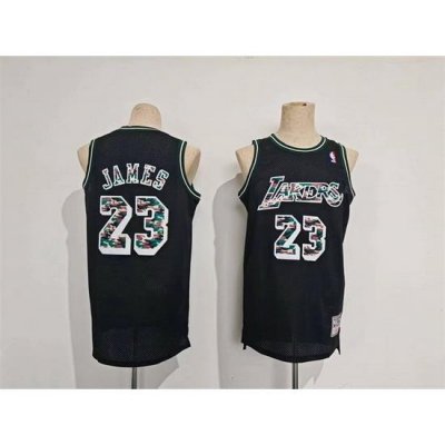 Men Los Angeles Lakers 23 LeBron James Black Throwback Basketball Jersey