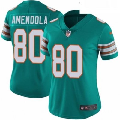 Womens Nike Miami Dolphins 80 Danny Amendola Aqua Green Alternate Vapor Untouchable Elite Player NFL Jersey