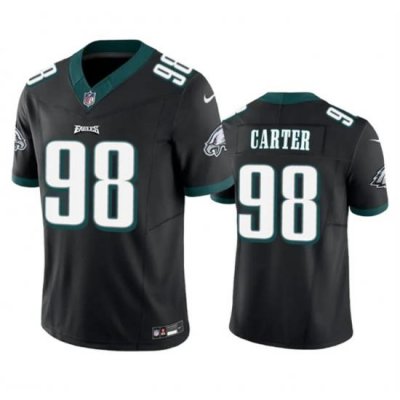 Men Philadelphia Eagles 98 Jalen Carter Black 2023 F U S E  Vapor Untouchable Limited Stitched Football Jersey