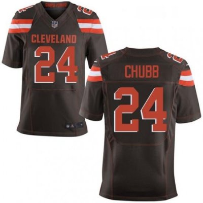 Mens Nike Cleveland Browns 24 Nick Chubb Elite Brown Team Color NFL Jersey