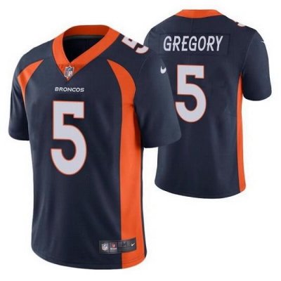 Men Denver Broncos 5 Randy Gregory Navy Vapor Untouchable Limited Stitched jersey