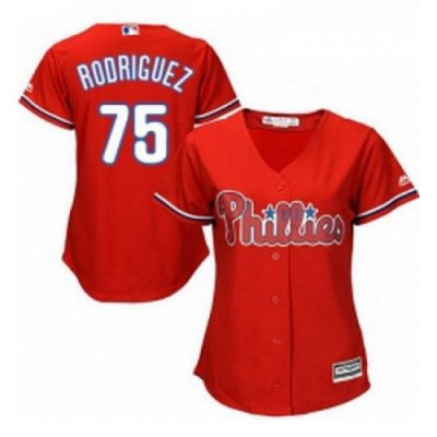 Womens Majestic Philadelphia Phillies 75 Francisco Rodriguez Authentic Red Alternate Cool Base MLB Jersey