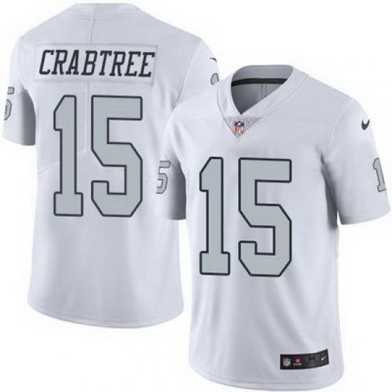 Nike Raiders #15 Michael Crabtree White Mens Stitched NFL Limited Rush Jersey