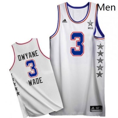 Mens Adidas Miami Heat 3 Dwyane Wade Swingman White 2015 All Star NBA Jersey