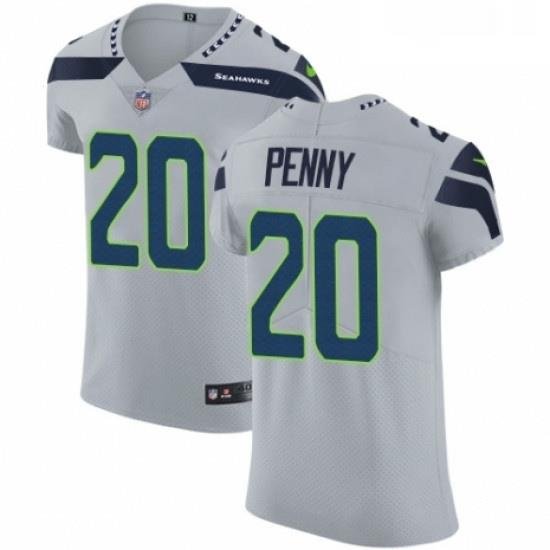 Mens Nike Seattle Seahawks 20 Rashaad Penny Grey Alternate Vapor Untouchable Elite Player NFL Jersey