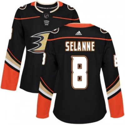 Womens Adidas Anaheim Ducks 8 Teemu Selanne Premier Black Home NHL Jersey