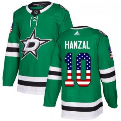 Youth Adidas Dallas Stars 10 Martin Hanzal Authentic Green USA Flag Fashion NHL Jersey