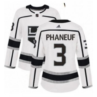 Womens Adidas Los Angeles Kings 3 Dion Phaneuf Authentic White Away NHL Jersey