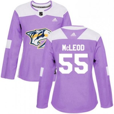 Womens Adidas Nashville Predators 55 Cody McLeod Authentic Purple Fights Cancer Practice NHL Jersey