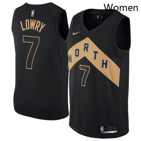 Womens Nike Toronto Raptors 7 Kyle Lowry Swingman Black NBA Jersey City Edition