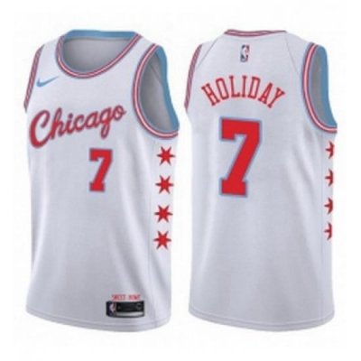 Youth Nike Chicago Bulls 7 Justin Holiday Swingman White NBA Jersey City Edition