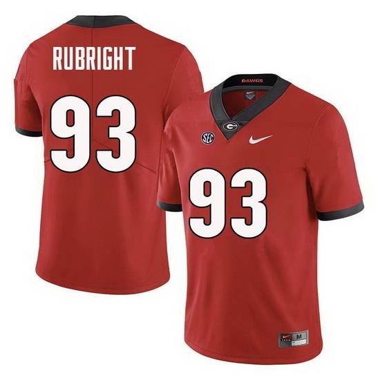 Men Georgia Bulldogs #93 Bill Rubright College Football Jerseys Sale-Red