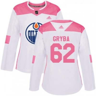 Womens Adidas Edmonton Oilers 62 Eric Gryba Authentic WhitePink Fashion NHL Jersey