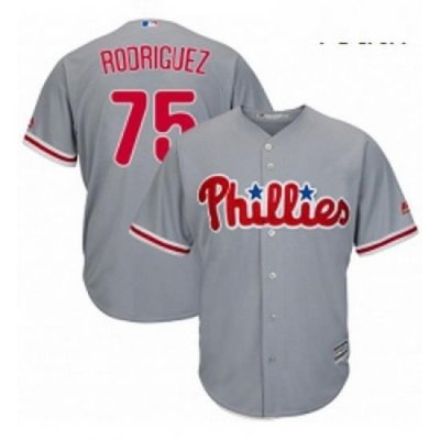 Youth Majestic Philadelphia Phillies 75 Francisco Rodriguez Replica Grey Road Cool Base MLB Jersey