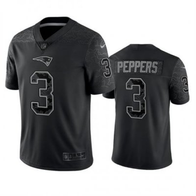 Men New England Patriots 3 Jabrill Peppers Black Reflective Limited Stitched Football Jersey