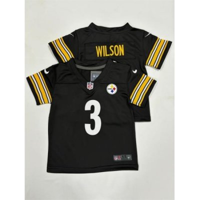 Toddlers Pittsburgh Steelers 3 Russell Wilson Black Vapor Stitched Football Jersey