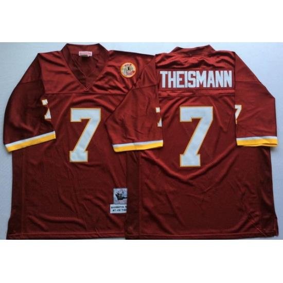 Men Redskins 7 Joe Theismann Red M&N Throwback Jersey