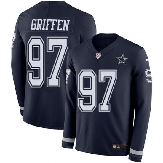 Nike Dallas Cowboys 97 Everson Griffen Navy Blue Team Color Men Stitched NFL Limited Therma Long Sleeve Jersey