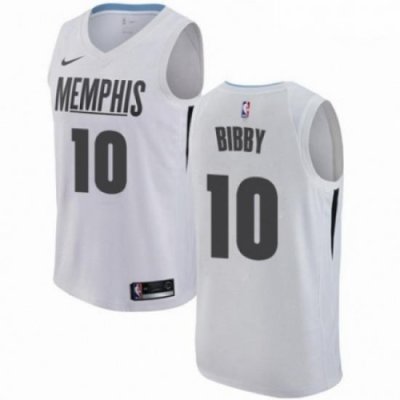 Mens Nike Memphis Grizzlies 10 Mike Bibby Swingman White NBA Jersey City Edition