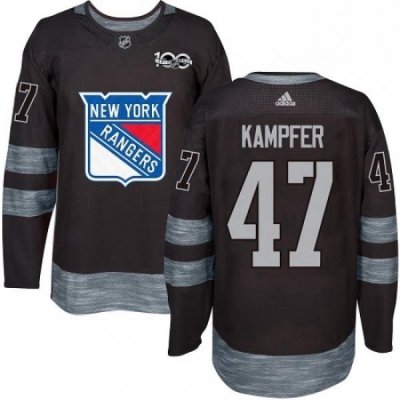 Mens Adidas New York Rangers 47 Steven Kampfer Authentic Black 1917 2017 100th Anniversary NHL Jersey