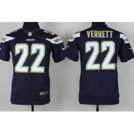 Youth Nike San Diego Chargers 22 Jason Verrett Dark Blue NFL Jerseys