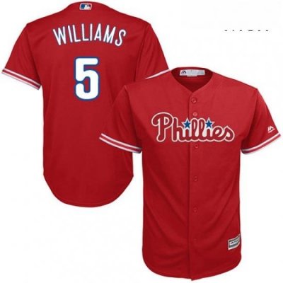 Mens Majestic Philadelphia Phillies 5 Nick Williams Replica Red Alternate Cool Base MLB Jersey