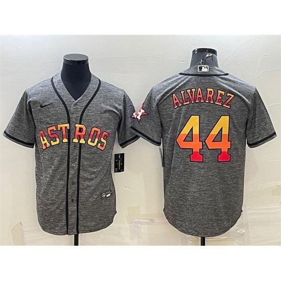 Men Houston Astros 44 Yordan Alvarez Grey Cool Base Stitched Baseball Jersey