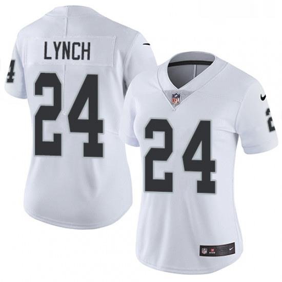 Womens Nike Oakland Raiders 24 Marshawn Lynch Elite White NFL Jersey