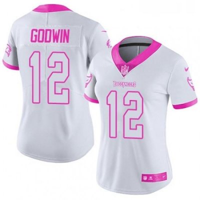 Womens Nike Tampa Bay Buccaneers 12 Chris Godwin Limited WhitePink Rush Fashion NFL Jersey