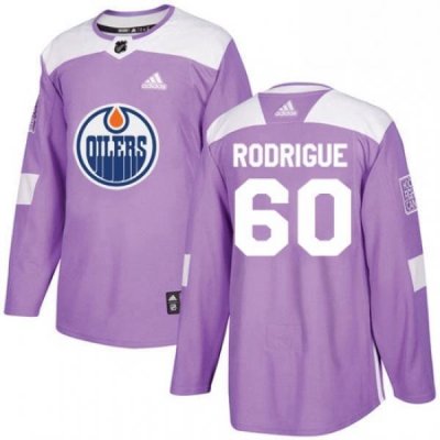 Mens Adidas Edmonton Oilers 60 Olivier Rodrigue Authentic Purple Fights Cancer Practice NHL Jersey