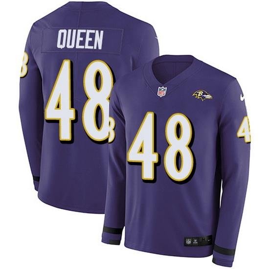 Nike Ravens 48 Patrick Queen Purple Team Color Men Stitched NFL Limited Therma Long Sleeve Jersey