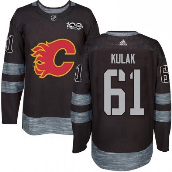 Mens Adidas Calgary Flames 61 Brett Kulak Authentic Black 1917 2017 100th Anniversary NHL Jersey