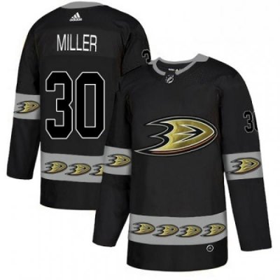 Mens Adidas Anaheim Ducks 30 Ryan Miller Premier Black Team Logo Fashion NHL Jersey