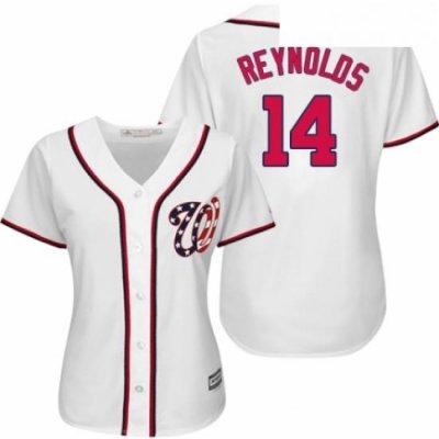 Womens Majestic Washington Nationals 14 Mark Reynolds Authentic White Home Cool Base MLB Jersey