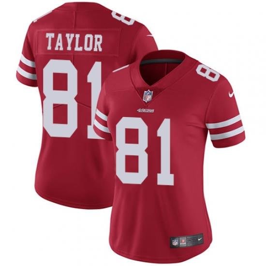 Nike 49ers #81 Trent Taylor Red Team Color Womens Stitched NFL Vapor Untouchable Limited Jersey