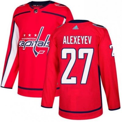 Mens Adidas Washington Capitals 27 Alexander Alexeyev Authentic Red Home NHL Jerse