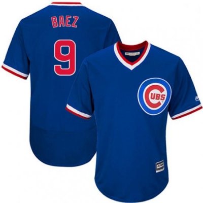 Mens Majestic Chicago Cubs 9 Javier Baez Royal Blue Flexbase Authentic Collection Cooperstown MLB Jersey