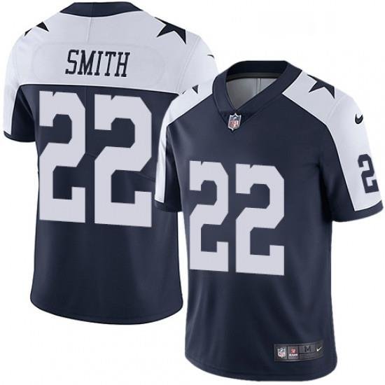 Mens Nike Dallas Cowboys 22 Emmitt Smith Navy Blue Throwback Alternate Vapor Untouchable Limited Player NFL Jersey