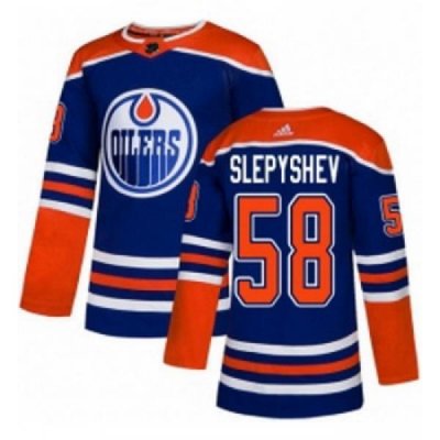 Youth Adidas Edmonton Oilers 58 Anton Slepyshev Authentic Royal Blue Alternate NHL Jersey