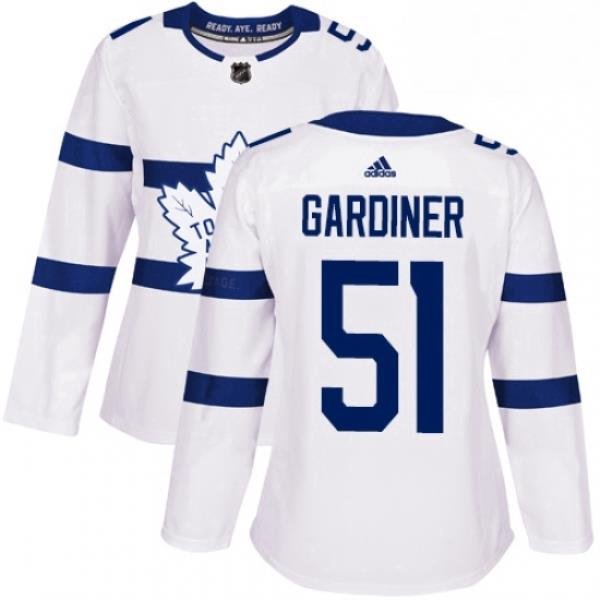 Womens Adidas Toronto Maple Leafs 51 Jake Gardiner Authentic White 2018 Stadium Series NHL Jersey