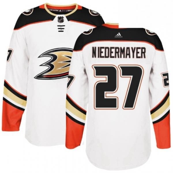 Mens Adidas Anaheim Ducks 27 Scott Niedermayer Authentic White Away NHL Jersey