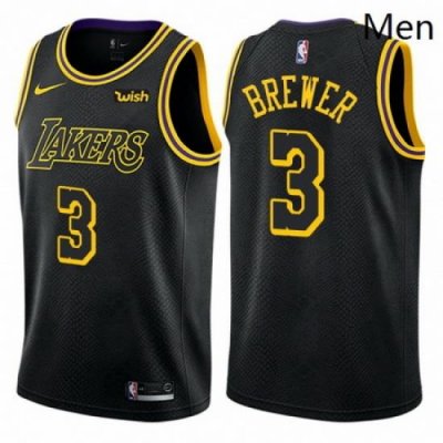 Mens Nike Los Angeles Lakers 3 Corey Brewer Swingman Black City Edition NBA Jersey