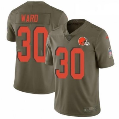 Mens Nike Cleveland BroWns 30 Denzel Ward Limited Olive 2017 Salute to Service NFL Jersey