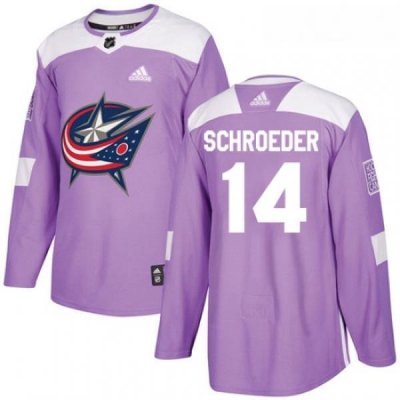 Youth Adidas Columbus Blue Jackets 14 Jordan Schroeder Authentic Purple Fights Cancer Practice NHL Jersey