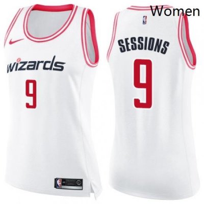 Womens Nike Washington Wizards 9 Ramon Sessions Swingman WhitePink Fashion NBA Jersey