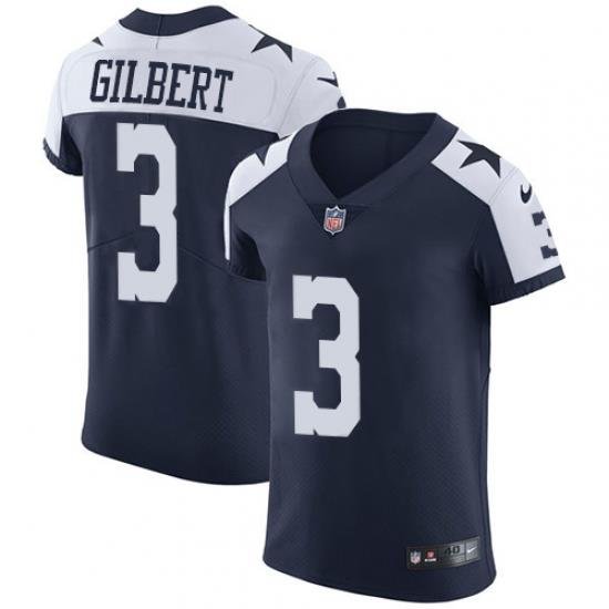 Nike Dallas Cowboys 3 Garrett Gilbert Navy Blue Thanksgiving Men Stitched NFL Vapor Untouchable Throwback Elite Jersey