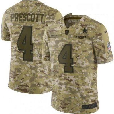 Youth Nike Dallas CoWboys 4 Dak Prescott Limited Camo 2018 Salute to Service NFL Jersey